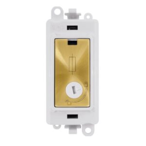 Click GridPro 13A Fused Lockable Module White Satin Brass