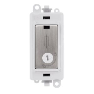 Click GridPro 13A Fused Lockable Module White Stainless Steel