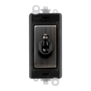 Click GridPro 20Ax 2 Way Toggle Switch Module Black Insert Metal Matt Bronze Switch