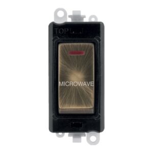 Click GridPro 20Ax Double Pole Switch With Led Module Black Antique Brass Microwave