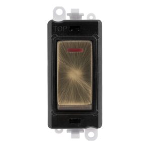 Click GridPro 20Ax Double Pole Switch With Led Module Black Antique Brass