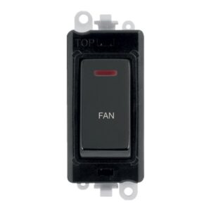 Click GridPro 20Ax Double Pole Switch With Led Module Black Black Nickel Fan