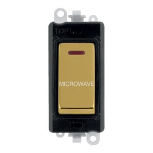 Click GridPro 20Ax Double Pole Switch With Led Module Black Polished Brass Microwave