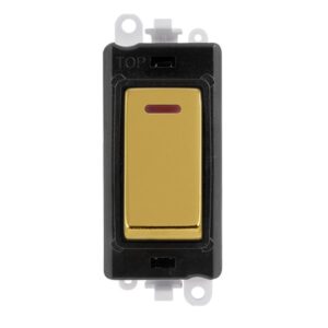 Click GridPro 20Ax Double Pole Switch With Led Module Black Polished Brass