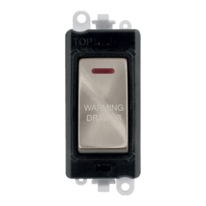 Click GridPro 20Ax Double Pole Switch With Led Module Black Brushed Stainless Warming Drawer