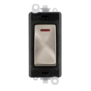 Click GridPro 20Ax Double Pole Switch With Led Module Black Brushed Stainless