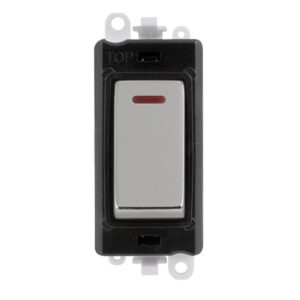 Click GridPro 20Ax Double Pole Switch With Led Module Black Polished Chrome