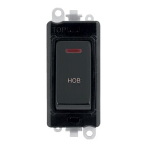 Click GridPro 20Ax Double Pole Switch With Led Module Black Matt Black Hob