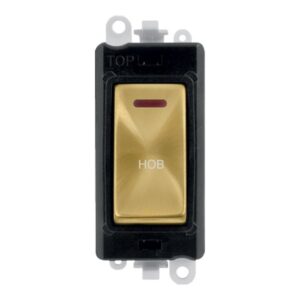 Click GridPro 20Ax Double Pole Switch With Led Module Black Satin Brass Hob