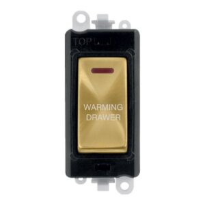 Click GridPro 20Ax Double Pole Switch With Led Module Black Satin Brass Warming Drawer