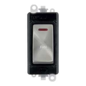 Click GridPro 20Ax Double Pole Switch With Led Module Black Satin Chrome Fan