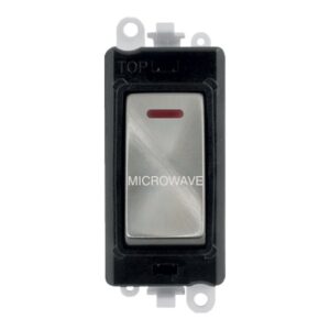Click GridPro 20Ax Double Pole Switch With Led Module Black Satin Chrome Microwave