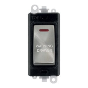 Click GridPro 20Ax Double Pole Switch With Led Module Black Satin Chrome Warming Drawer