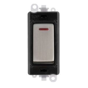 Click GridPro 20Ax Double Pole Switch With Led Module Black Stainless Steel