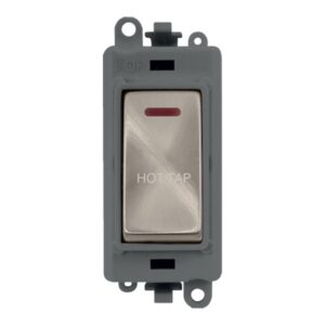 Click GridPro 20Ax Double Pole Switch With Led Module Grey Brushed Stainless Hot Tap