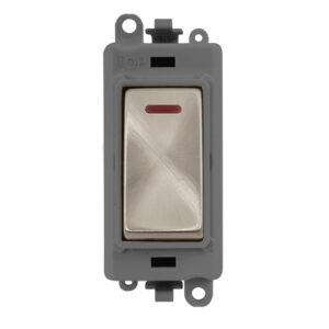 Click GridPro 20Ax Double Pole Switch With Led Module Grey Brushed Stainless
