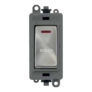 Click GridPro 20Ax Double Pole Switch With Led Module Grey Satin Chrome Boiler