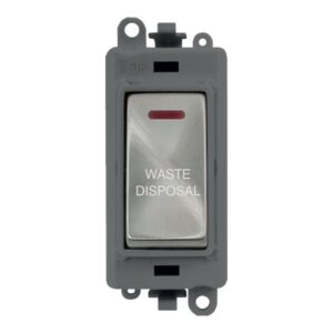 Click GridPro 20Ax Double Pole Switch With Led Module Grey Satin Chrome Waste Disposal
