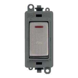 Click GridPro 20Ax Double Pole Switch With Led Module Grey Stainless Steel Fan