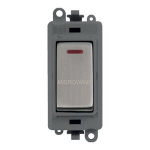 Click GridPro 20Ax Double Pole Switch With Led Module Grey Stainless Steel Microwave
