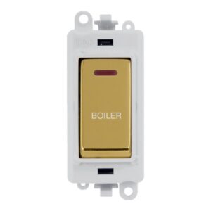 Click GridPro 20Ax Double Pole Switch With Led Module Polar White Polished Brass Boiler