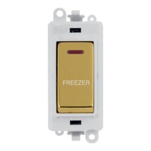 Click GridPro 20Ax Double Pole Switch With Led Module Polar White Polished Brass Freezer