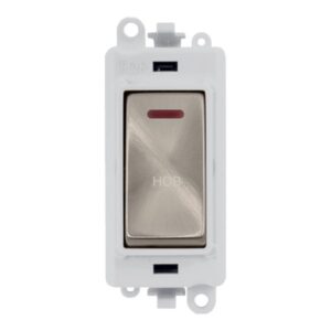 Click GridPro 20Ax Double Pole Switch With Led Module Polar White Brushed Stainless Hob