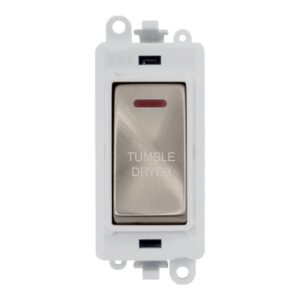 Click GridPro 20Ax Double Pole Switch With Led Module Polar White Brushed Stainless Tumble Dryer