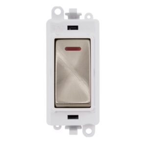Click GridPro 20Ax Double Pole Switch With Led Module Polar White Brushed Stainless