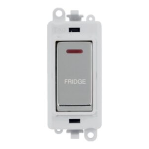 Click GridPro 20Ax Double Pole Switch With Led Module Polar White Polished Chrome Fridge