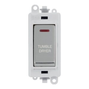 Click GridPro 20Ax Double Pole Switch With Led Module Polar White Polished Chrome Tumble Dryer