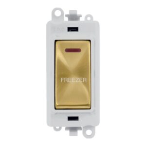 Click GridPro 20Ax Double Pole Switch With Led Module Polar White Satin Brass Freezer