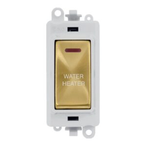 Click GridPro 20Ax Double Pole Switch With Led Module Polar White Satin Brass Water Heater