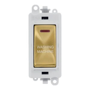 Click GridPro 20Ax Double Pole Switch With Led Module Polar White Satin Brass Washing Machine
