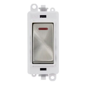 Click GridPro 20Ax Double Pole Switch With Led Module Polar White Satin Chrome