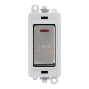 Click GridPro 20Ax Double Pole Switch With Led Module Polar White Stainless Steel Fridge Freezer
