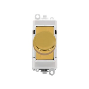 Click GridPro 100W GridPro Dual Mode Dimmer Module With Trim Polar White Insert Polished Brass