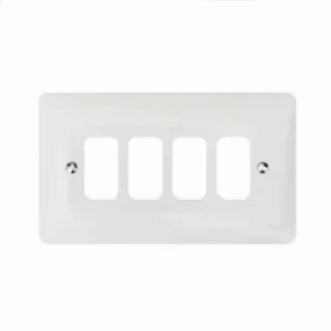 Hager 4 Gang White Moulded Grid Plate