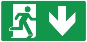 Eterna ISO 7010 Down Arrow Legend For EMERGENCY Exit Boxes