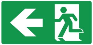 Eterna ISO 7010 Left Arrow Legend For EMERGENCY Exit Boxes