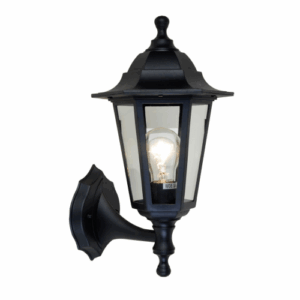 Lutec Coastal IP44 E27 Wall Light Black
