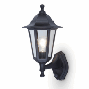 Lutec Coastal PIR IP44 E27 Wall Light Black