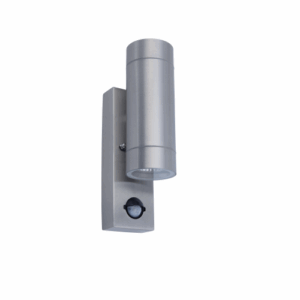 Lutec Rado PIR IP44 GU10 Wall Light Stainless Steel