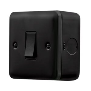 Click Metal Clad Pro 10Ax 1 Gang 1 Way Switch Black