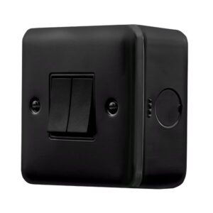Click Metal Clad Pro 10Ax 2 Gang 2 Way Switch Black