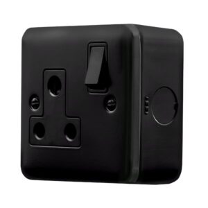 Click Metal Clad Pro 15A Round Pin Socket Outlet Black