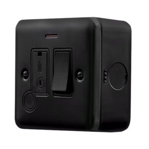Click Metal Clad Pro 13A Switched Fused Connection With Flex Outlet With Optional Flex Outlet & Led Black