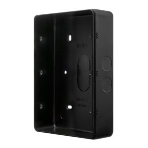 Click Metal Clad Pro 2 Gang 50Mm Deep 3 Tier Surface Mounting Box Black