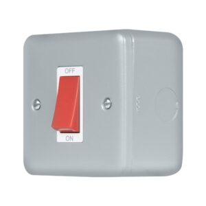 Click Metal Clad Pro 50A 1 Gang Double Pole Plate Switch With Red Rocker