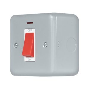 Click Metal Clad Pro 50A 1 Gang Double Pole Plate Switch With Red Rocker & Led